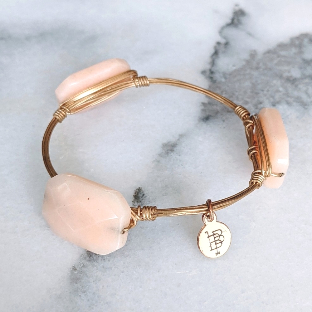 Bourbon & Bowties Rose Quartz Gold Bangle Bracelet